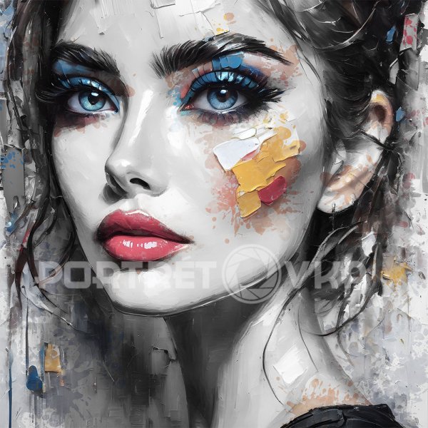 Polobarevný malovány portrét