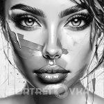 Černobílý malovaný portrét 