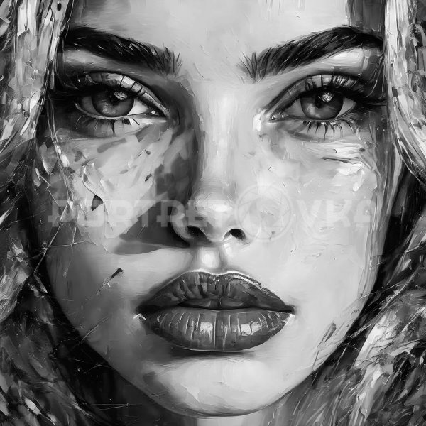Černobílý malovaný portrét ženy