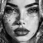 Černobílý malovaný portrét ženy